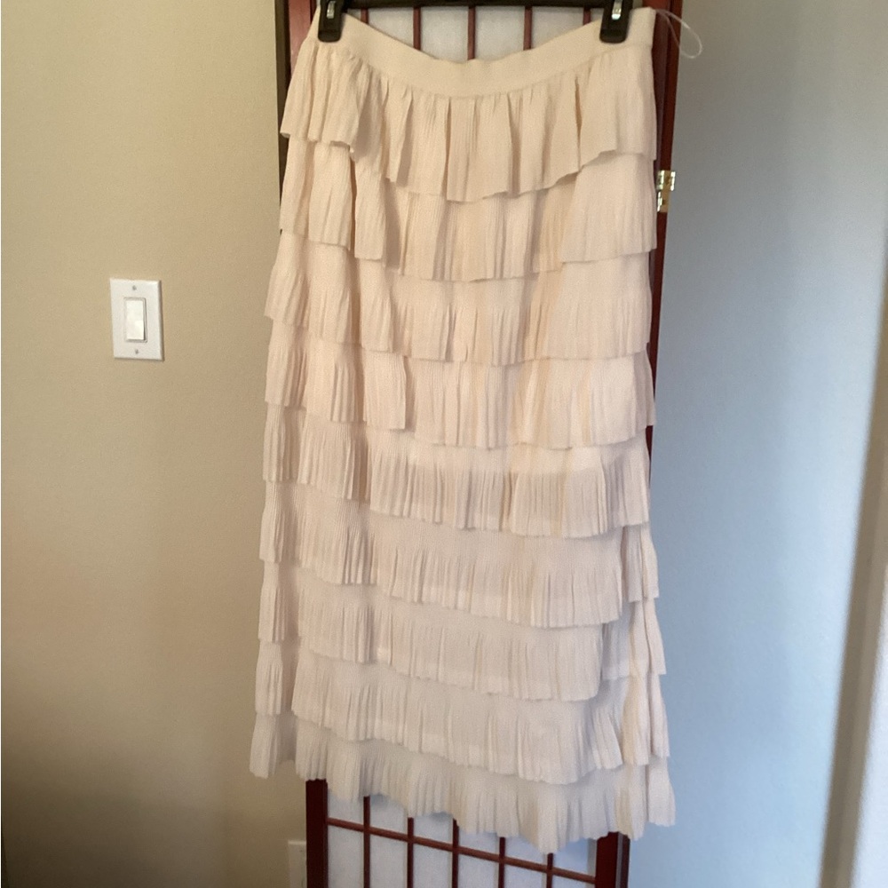 Tan Tiered Maxi Skirt perfect for Cocktail Events